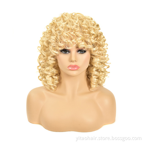 New arrival  Afro Curly Wigs for black women with factory price ,High-Temperature Artificial Synthetic Hair  vendor,
